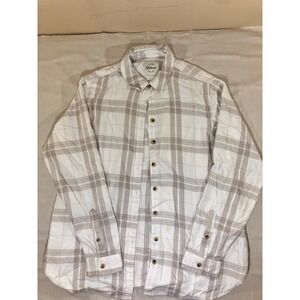 JACH's Girlfriend Mens Medium Beige‎ Plaid Button Down Long Sleeve Shirt